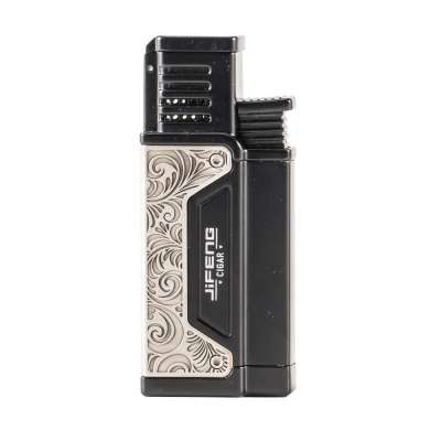 JIFENG 8*3.4*1.7cm 94g JF-109 jet flame metal bronze matte silver butane Gas Lighter with cigar punch