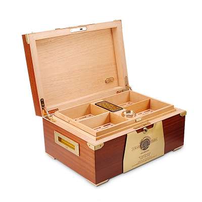 JF-061 45*32*20CM 11.5KG JIFENG luxury spanish cedar wood inside Sapele limited edition brass metal cigar humidor for 150cigars