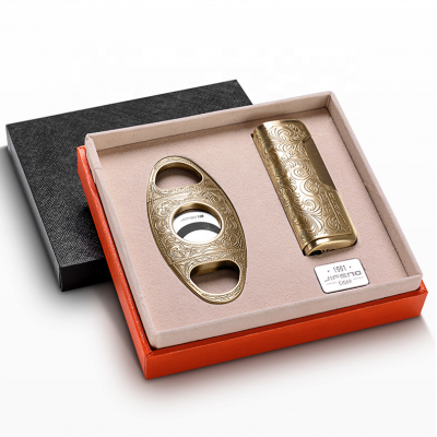 JIFENG T313  bronze Cigar Accessories set lighter cigar cutter with gift box