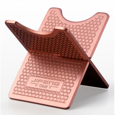 JIFENG factory JF-099 3.8*3.5*3.3cm 38g foldable brass copper metal carbon fiber custom cigar rest holder stand