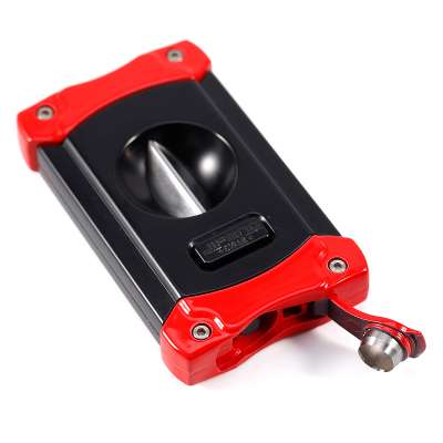 JIFENG factory OEM JF-JV002 special Christmas gift metal V shape cigar cutter with cigar punch tool