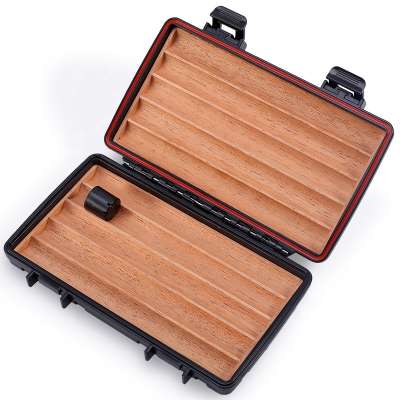 JF-084 JIFENG explosion-proof wholesale travel cigar case cedar wood inside plastic outside for 5 cigars 50 ring gauge cigar