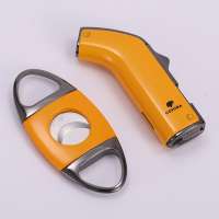 Wholesale Gun Lighter With Cutter Sets 2 Torch Jet Cohiba Butane Gas Cigar Lighter