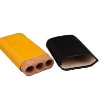 Recyclable Feature Genuine Black Leather Travel Cigar Case