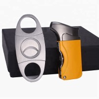 Hot-selling Custom logo lighter cutter set wholesale cheap cigar accessories gift set