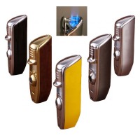 Free Shipping Hot Metal Triple Jet Flame Butane Cigarette Torch Lighter with cigar punch cutter