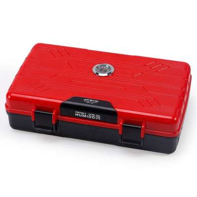 JIFENG JF-080 shiny red portable travel cigar humidor case with hygrometer and humidifier for 10 cigars