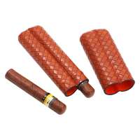 2 holders travelling cigar case leather with nice gift box