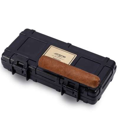 JF-083 20*11.2*4cm 359gJIFENG Explosion-proof plastic outside cedar wooden inside travel cigar case for 3 cigars with humidifier