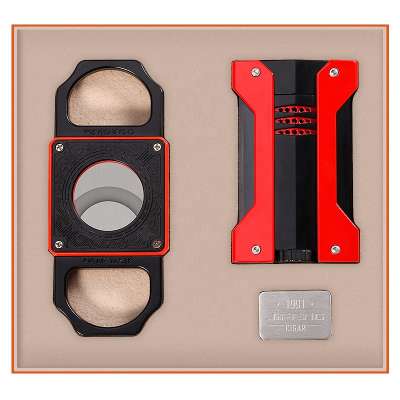 JF-TZ015 JIFENG single jet flame lighter and cigar cutter accessories gift set